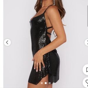 White Fox Boutique Black Sequin Mini Slip Dress